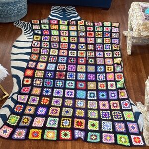 Colorful Crochet Granny Square Blanket